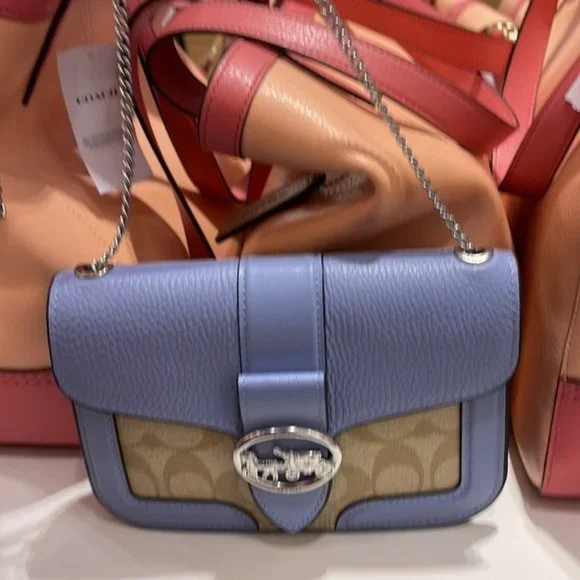 Coach Georgie Crossbody In Signature Canvas Light Khaki / Marble Blue - Picture 14 of 15